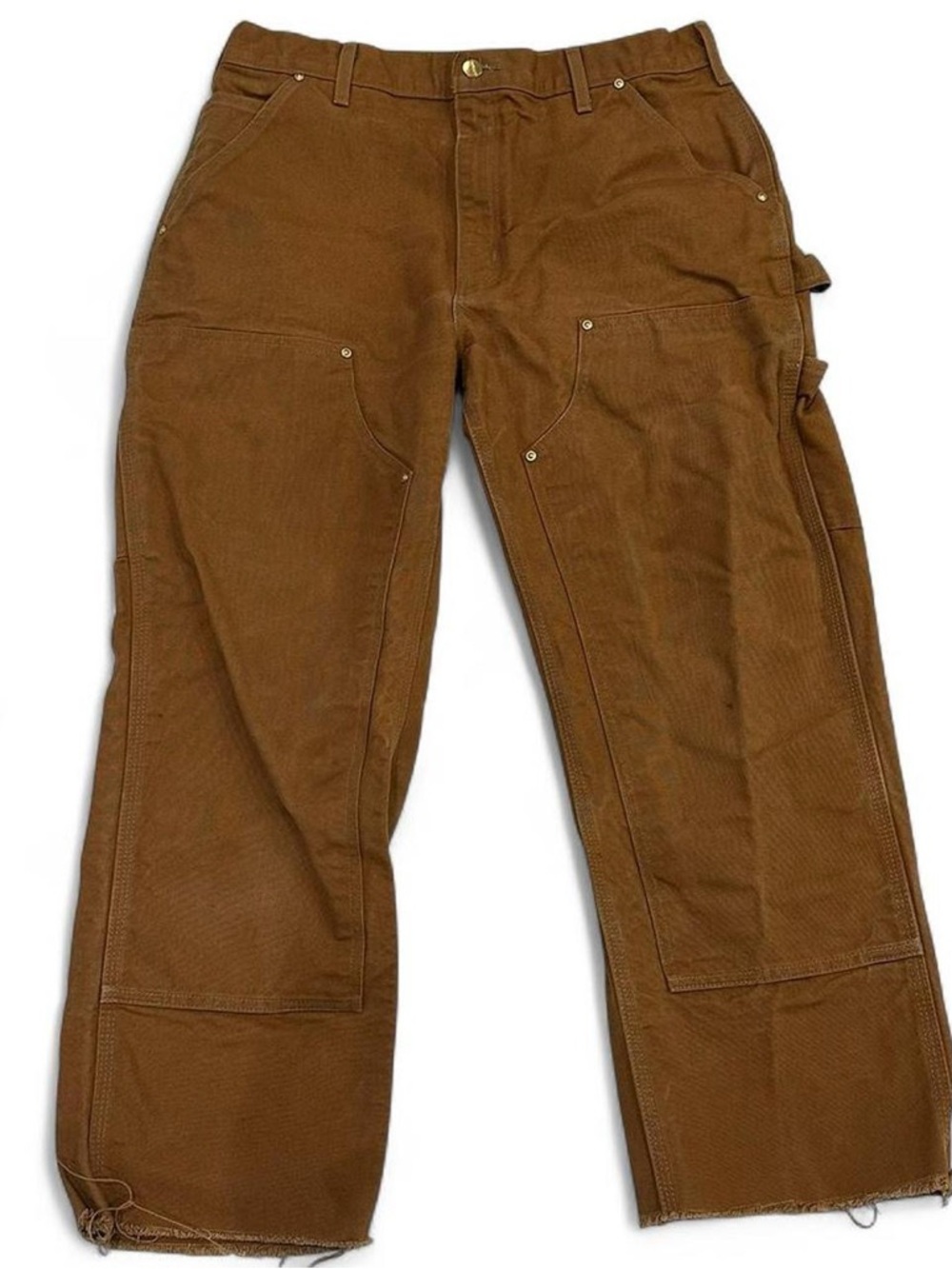 Vintage Carhartt Carpenter Pants Double Knee Cutoff Brown Painter 32x27 Altered